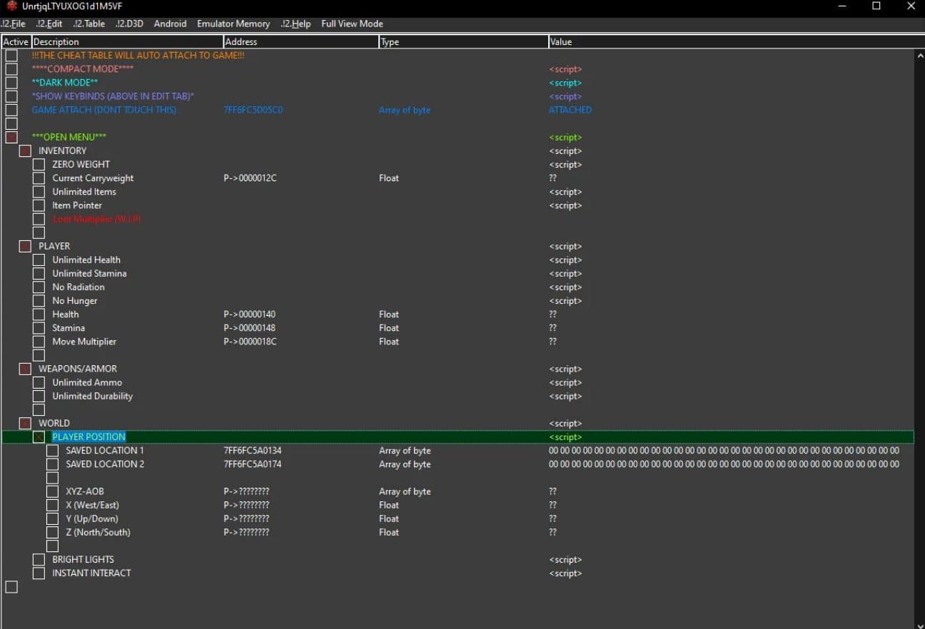 S.T.A.L.K.E.R. 2 CHEAT MENU